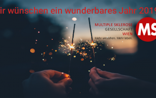 Wir wünschen ein wunderbares Neues Jahr. Auch 2019 wird sich das Team der MS-Gesellschaft Wien mit Leidenschaft und Engagement für Menschen mit MS und ihre Angehörigen einsetzen.